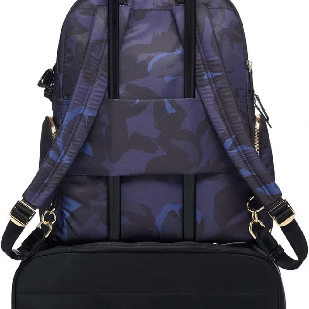 Tumi Navy and Black Floral Print Backpack